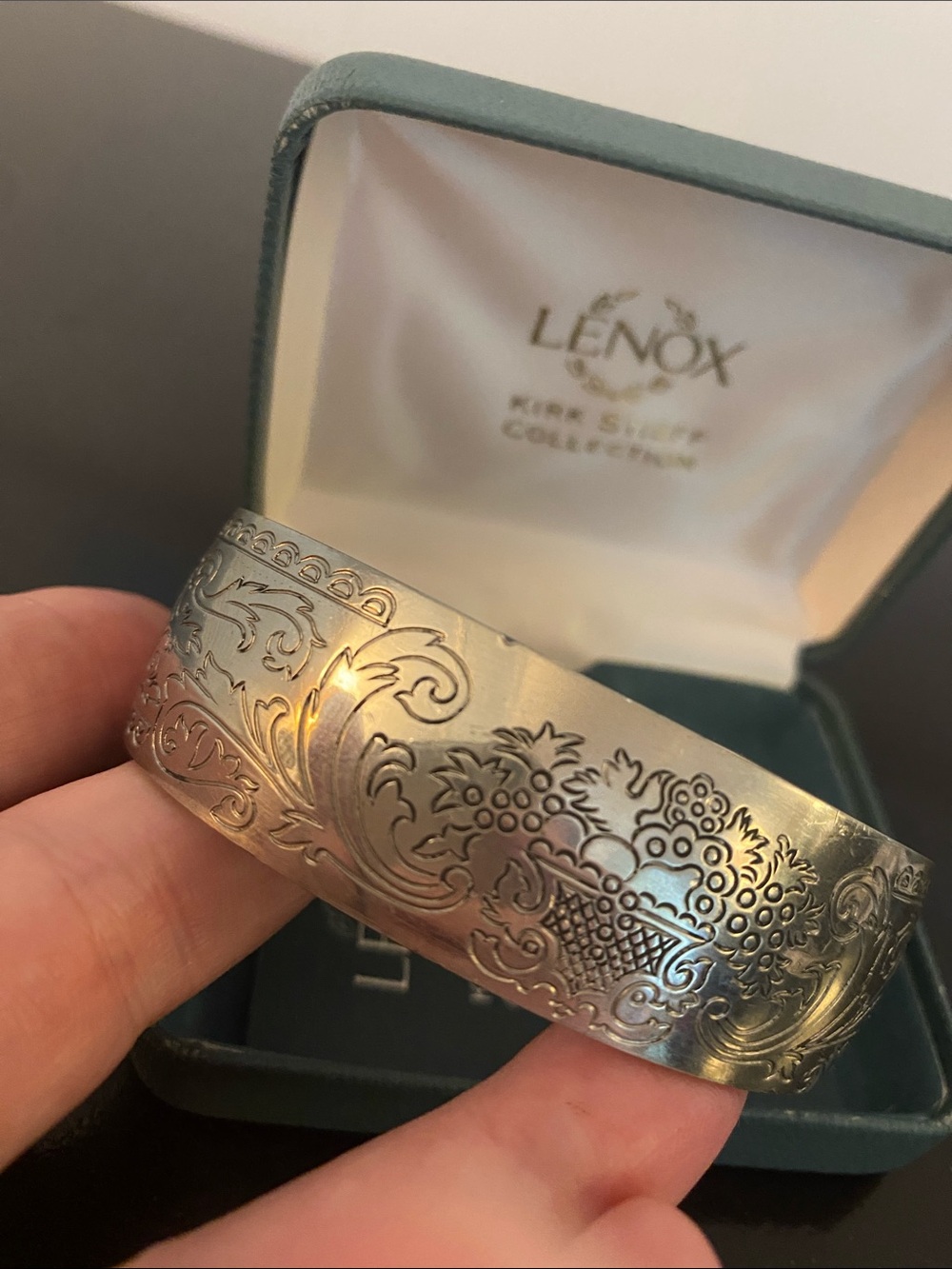 Lenox Kirk Stieff Collection Etched Pewter Cuff Bracelet with Original Box - Picture 13 of 15
